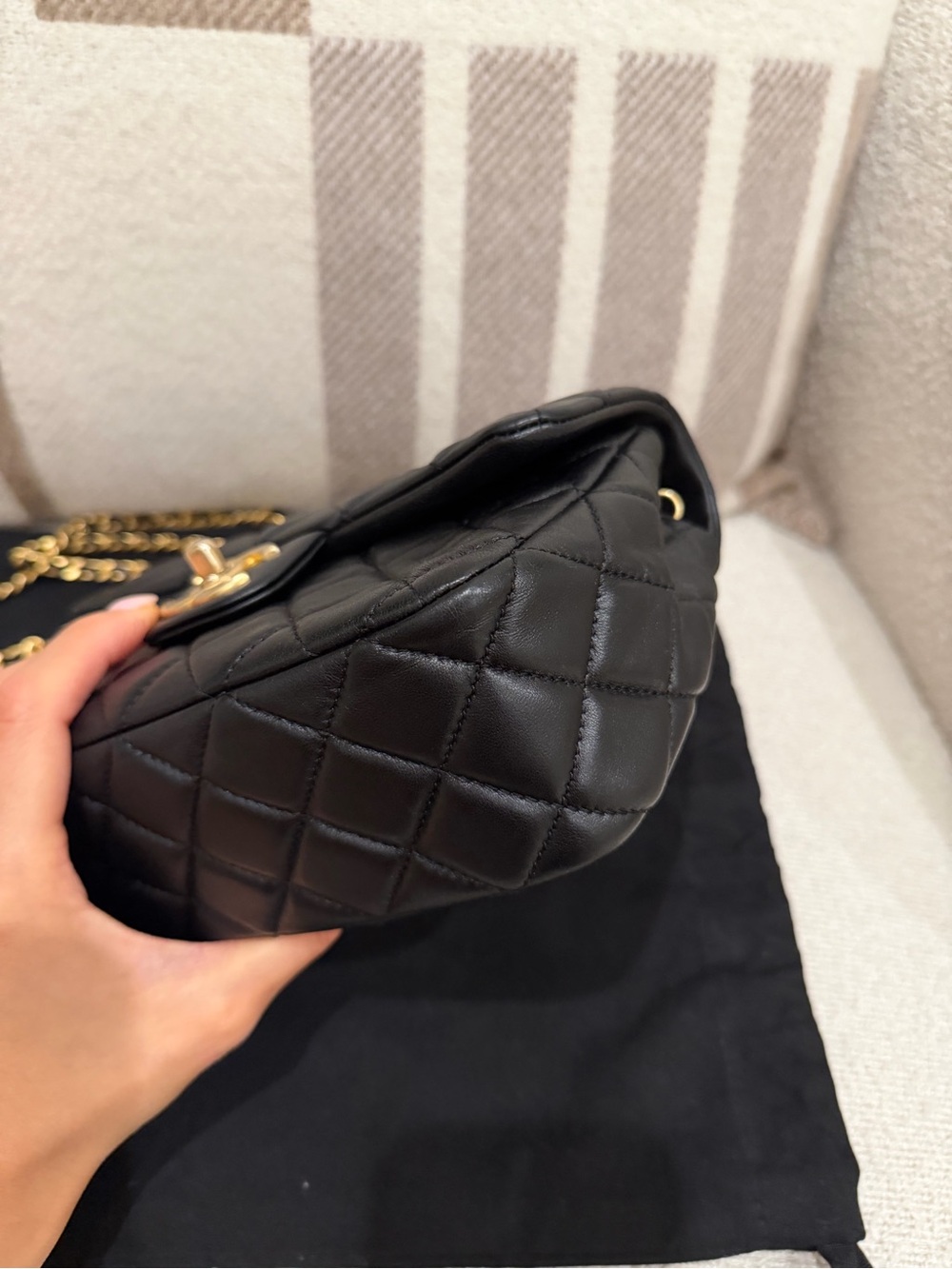 CHANEL 22K Coco Hearts Black Quilted Flap Crossbody with Gold Hardware - Picture 11 of 16